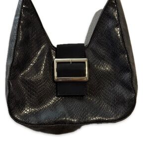 Y2K Mini Black Textured Shoulder Bag